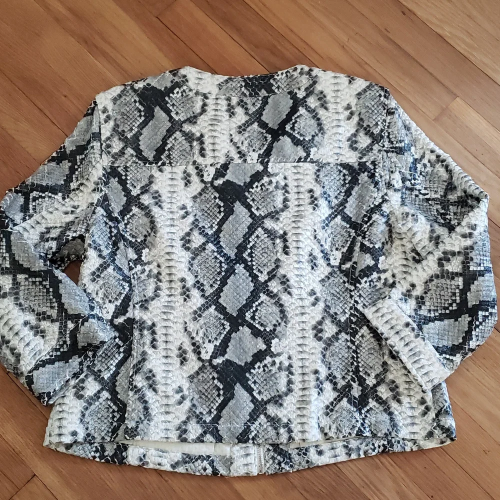 Hearts of Palm Faux Snakeskin Leather Zippered Jacket Women's Size 14 Large - Picture 5 of 12